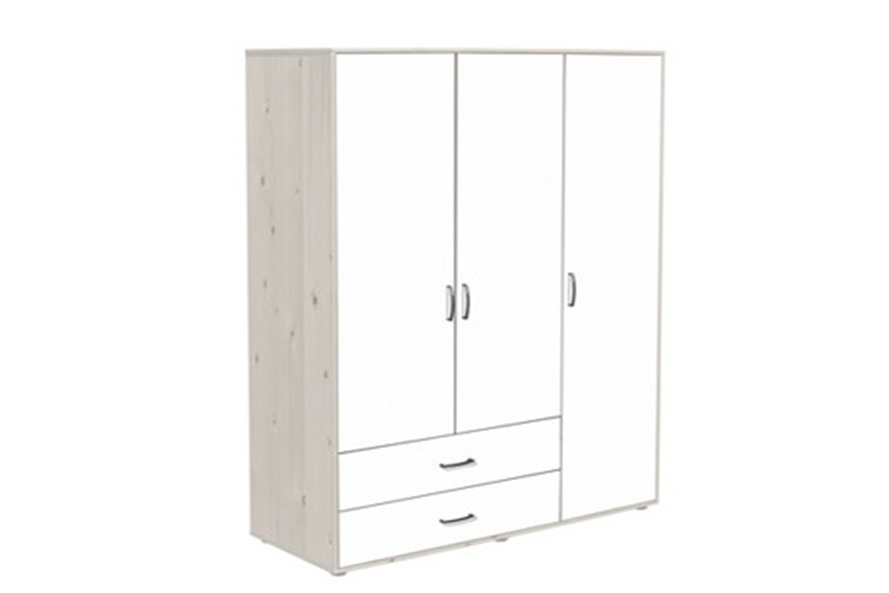 Classic Extra High Wardrobe 3 Doors 2 Drawers Whitewash White